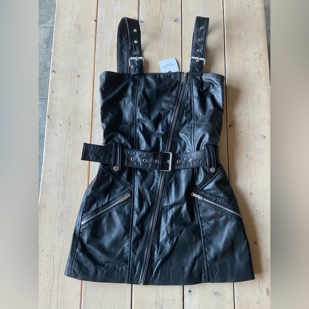 Zara genuine leather mini dress